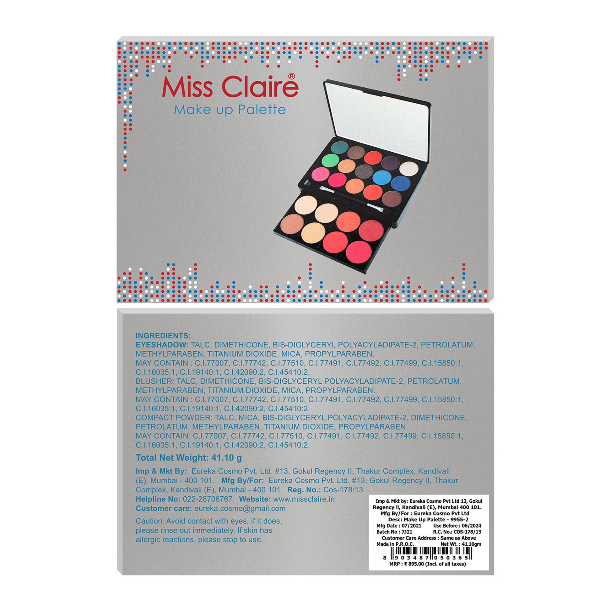 Miss Claire Makeup Palette 9955-2 - Distacart