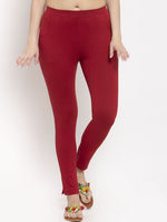 Thumbnail for TAG 7 Women Maroon Solid Ankle-Length Leggings - Distacart