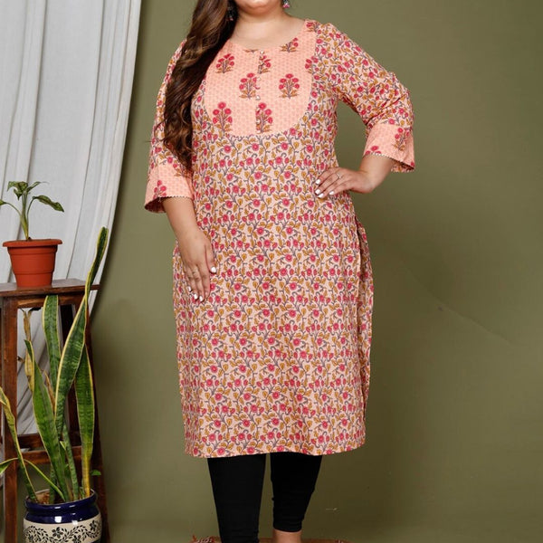 Swasti Plus Size Floral Printed Pure Cotton Kurta - Distacart