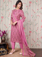 Thumbnail for Ode by House of Pataudi Floral Printed Regular Pure Cotton Kurta with Trousers & Dupatta - Distacart