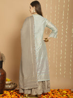 Thumbnail for Jyoti Fashion Women's Green Chanderi Silk Elegant Jardoshi Semi Kurta with Trouser & Dupatta - Distacart