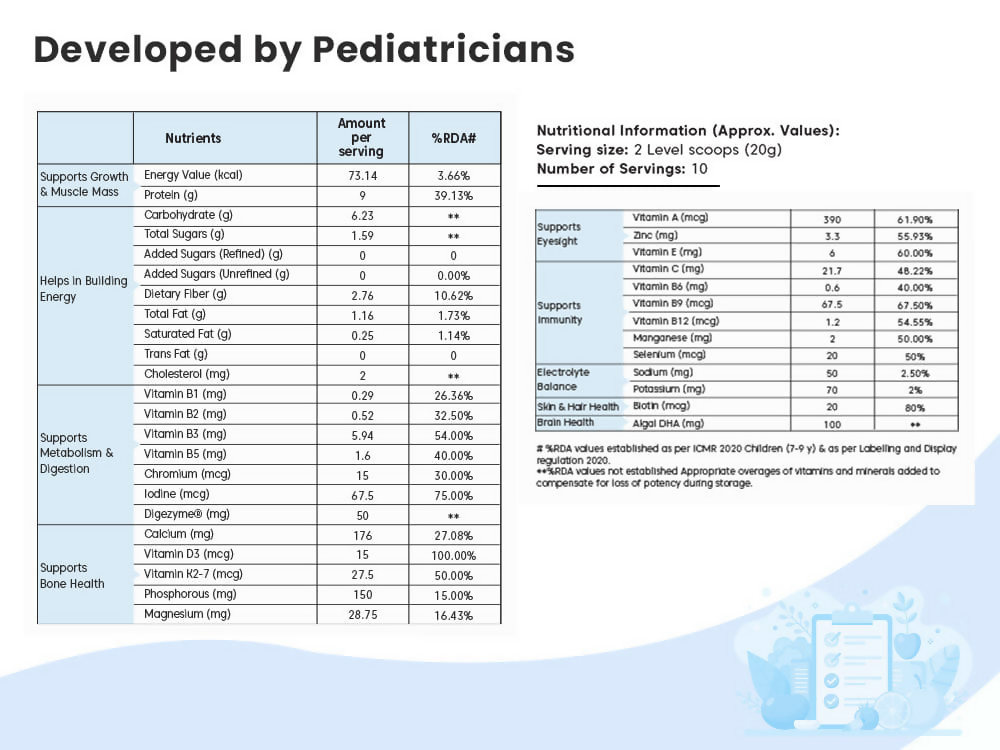 Little Joys Nutrimix Nutrition Powder (7-12 Yr) Chocolate Flavour No White Sugar