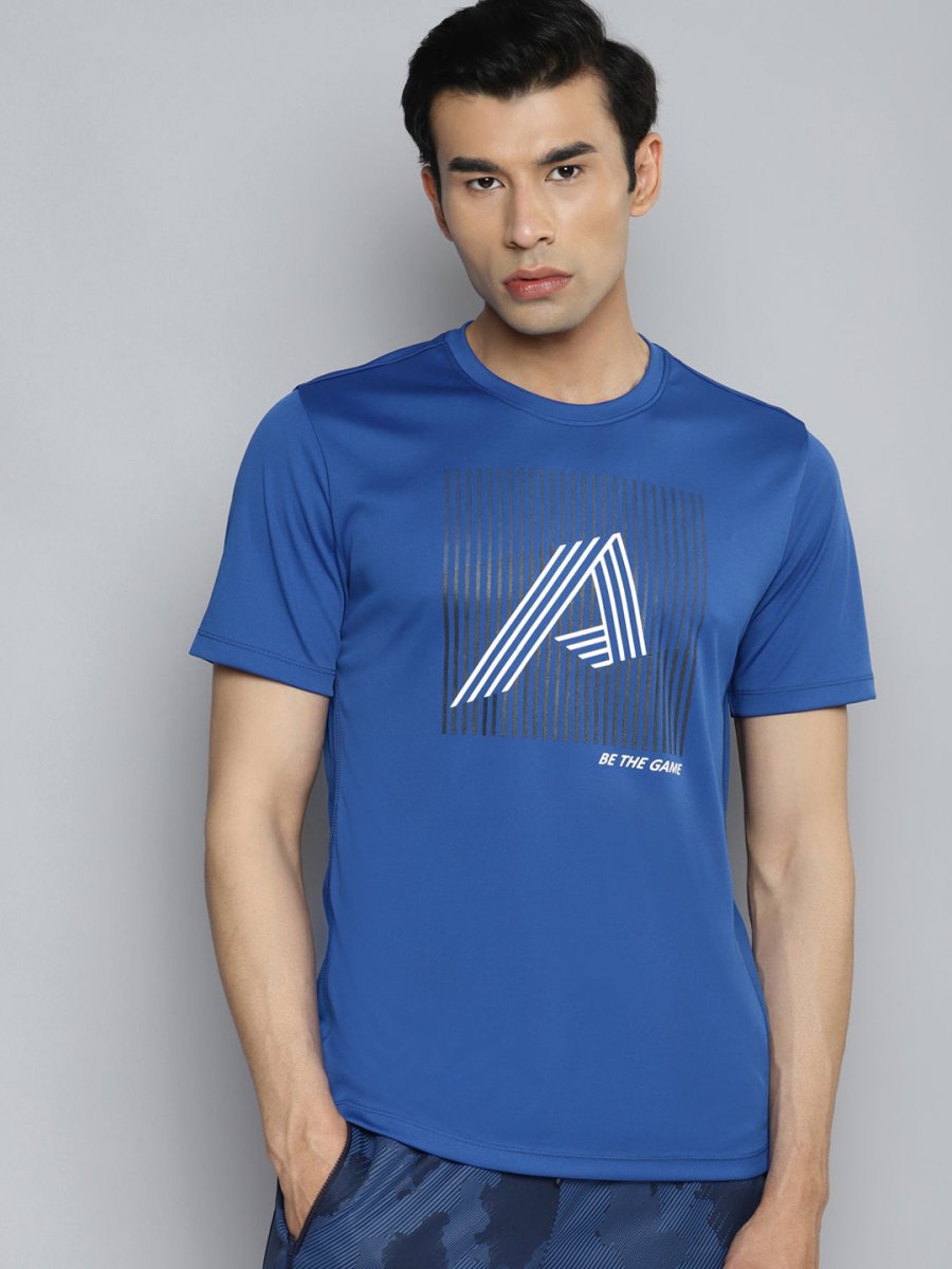 Alcis Men Blue Typography Printed Slim Fit Training Or Gym T-shirt - Distacart