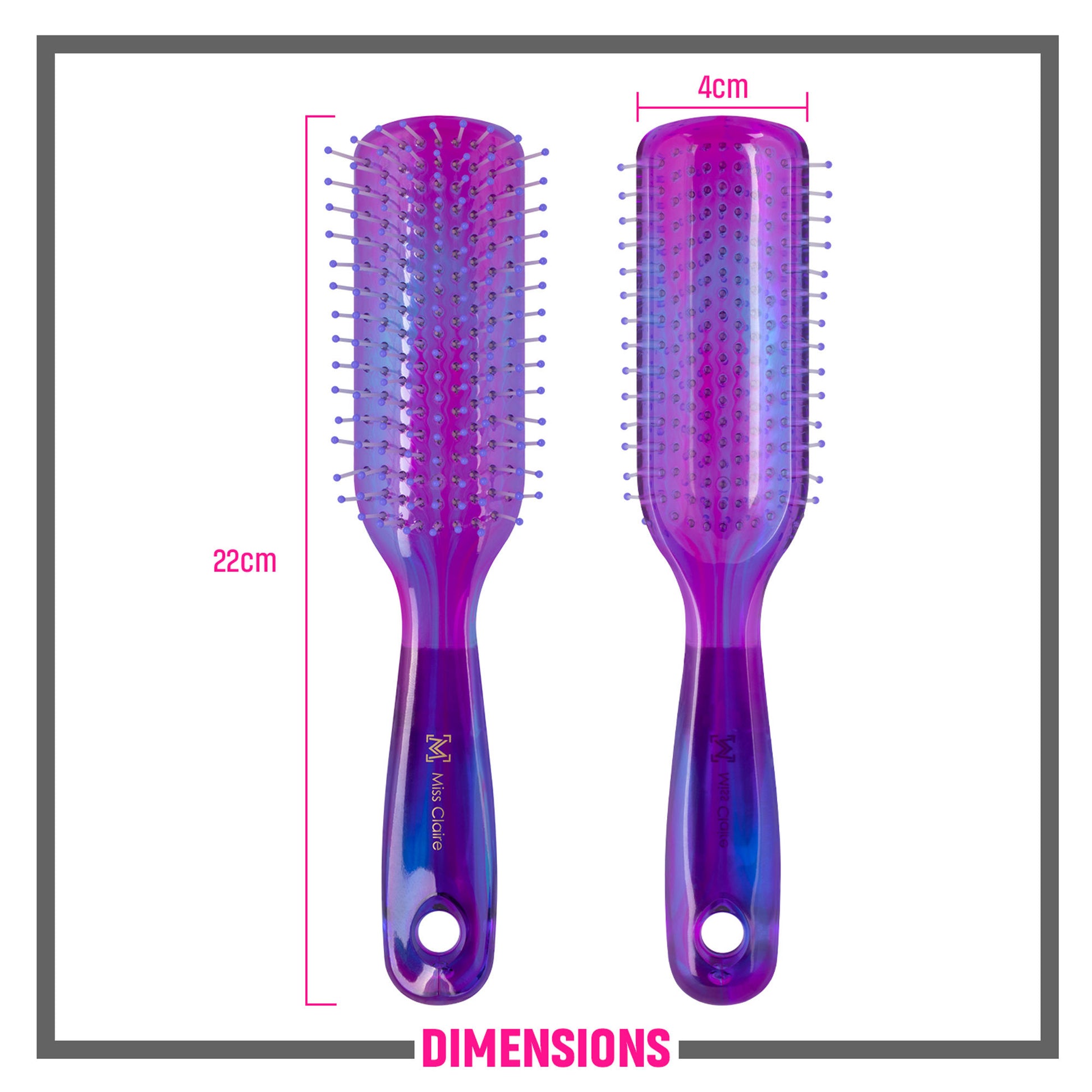 Miss Claire V18001At Flat Hair Brush - Purple - Distacart