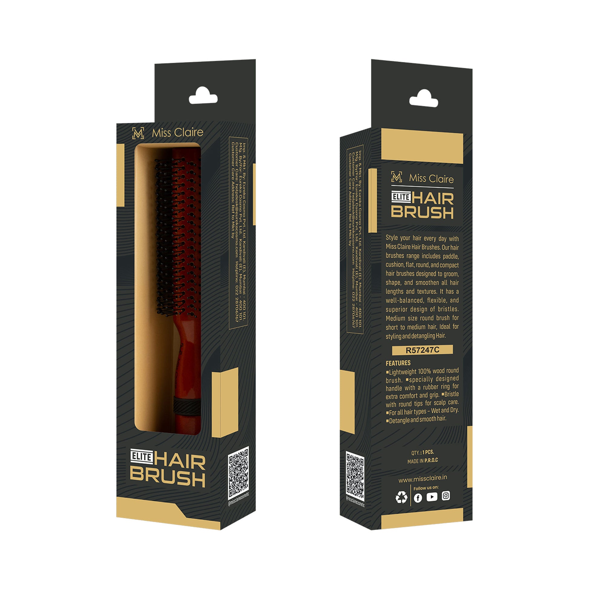 Miss Claire R57247C Round Hair Brush - Distacart