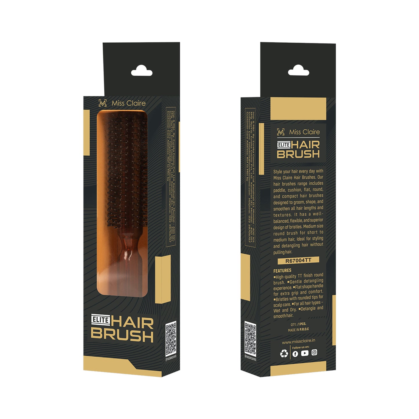 Miss Claire R67004Tt Round Hair Brush - Distacart