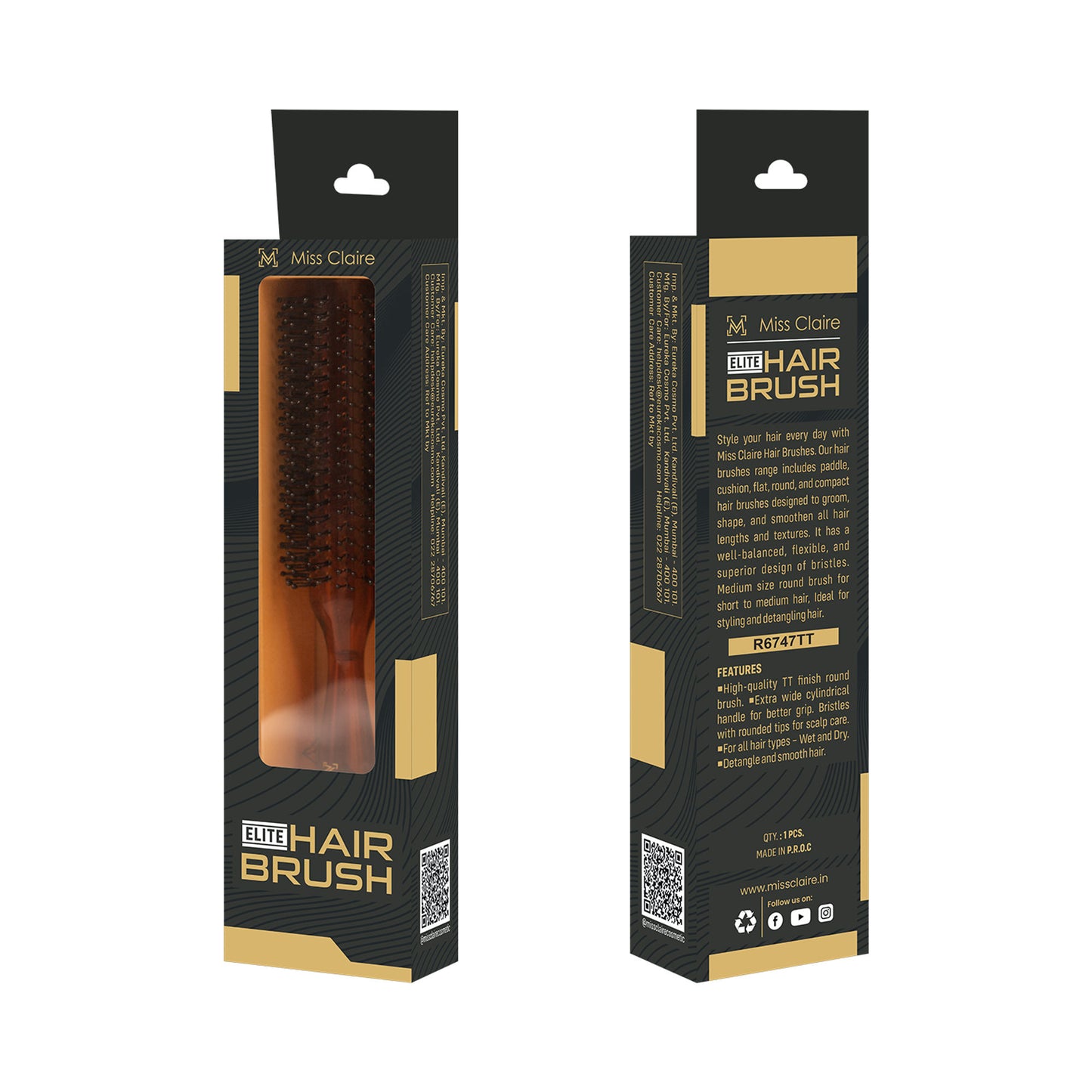 Miss Claire R6747Tt Round Hair Brush - Distacart