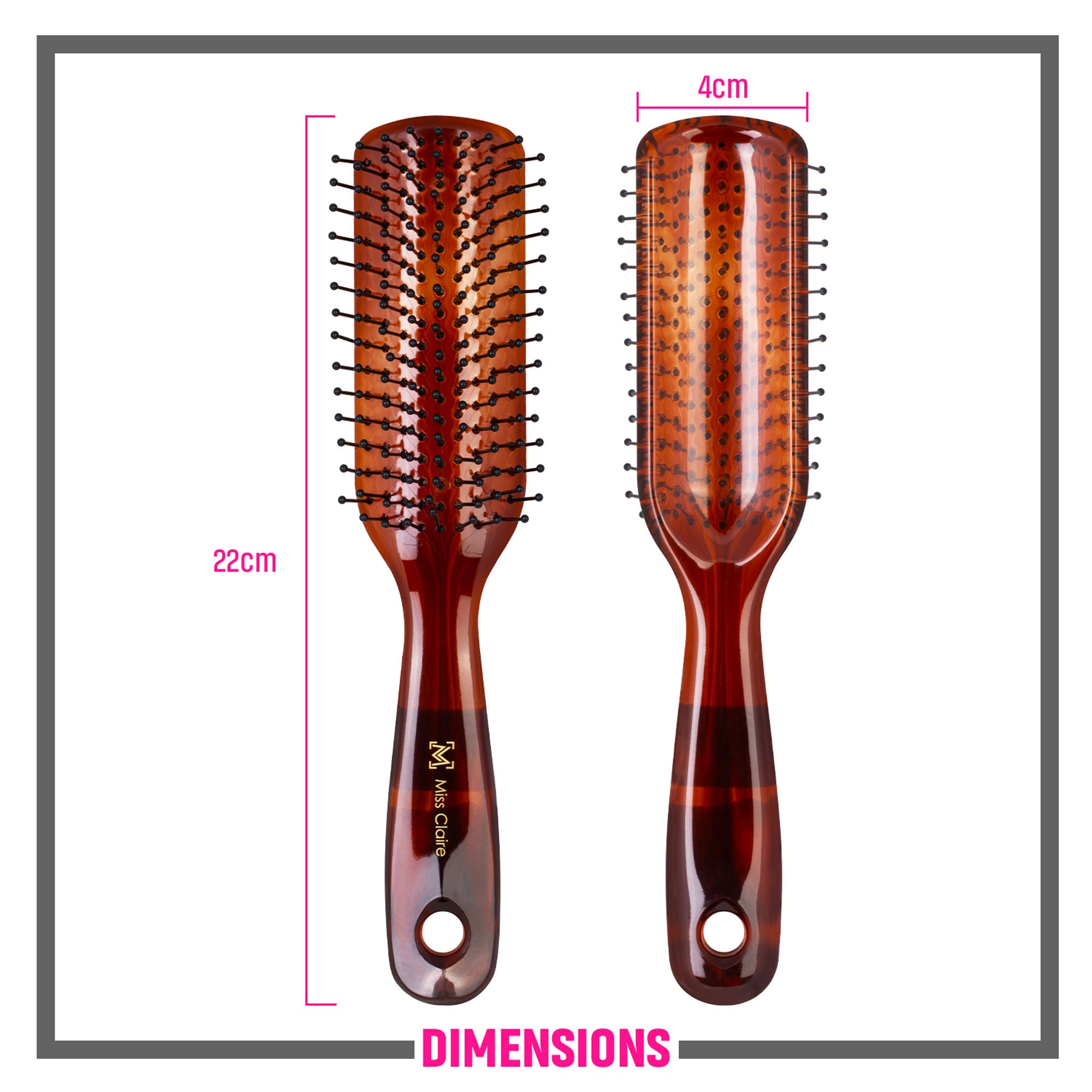 Miss Claire V18001At Flat Hair Brush - Shell - Distacart