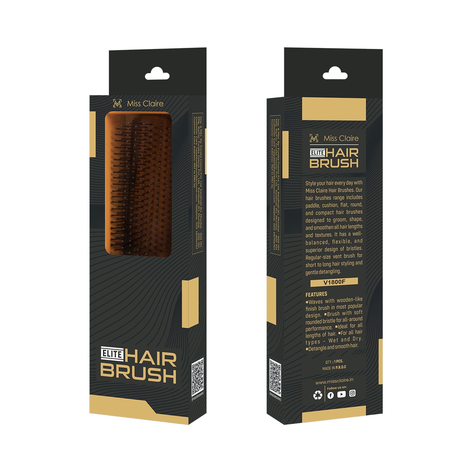 Miss Claire V1800F Flat Hair Brush - Distacart