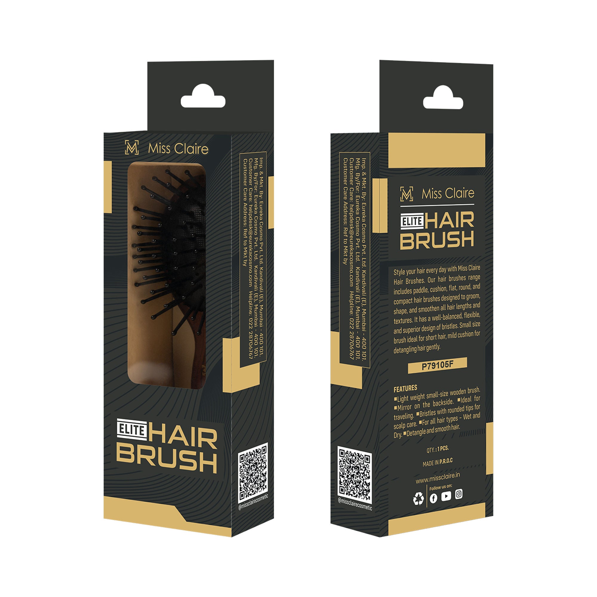 Miss Claire P79105F Paddle Hair Brush - Small - Distacart