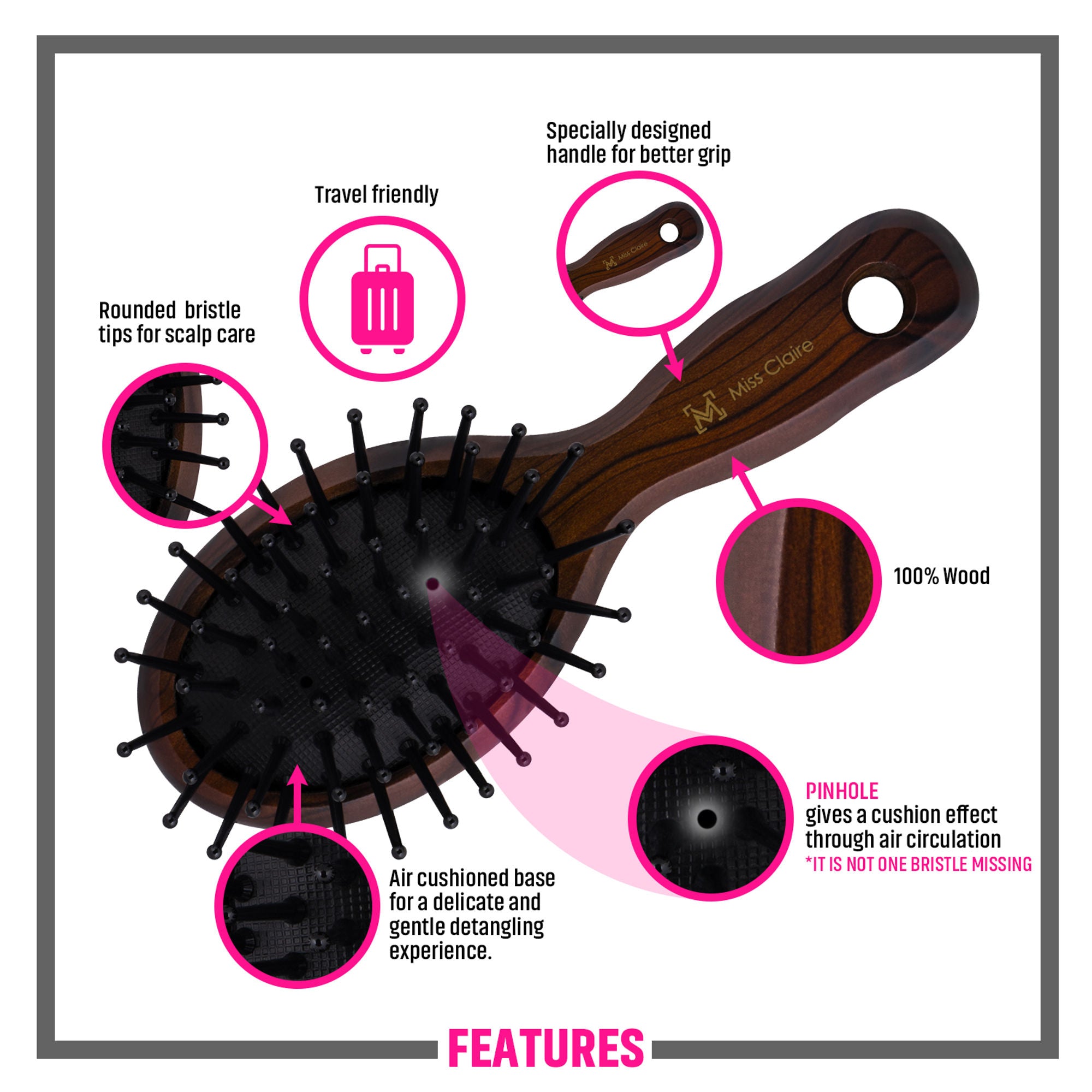 Miss Claire P79105F Paddle Hair Brush - Small - Distacart