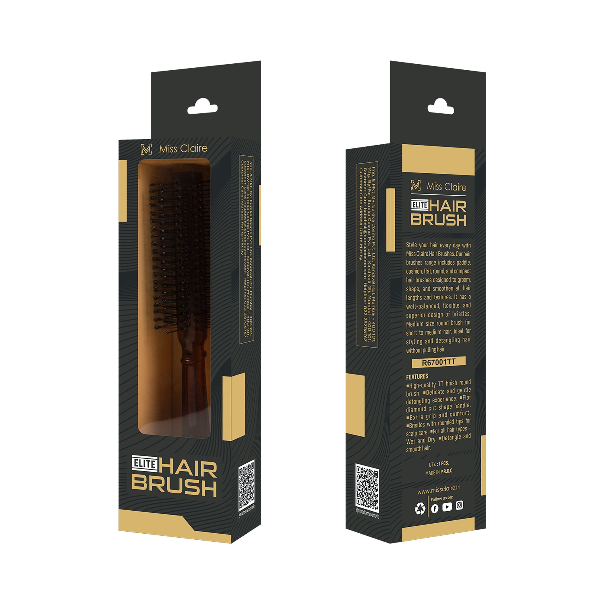 Miss Claire R67001Tt Round Hair Brush - Distacart