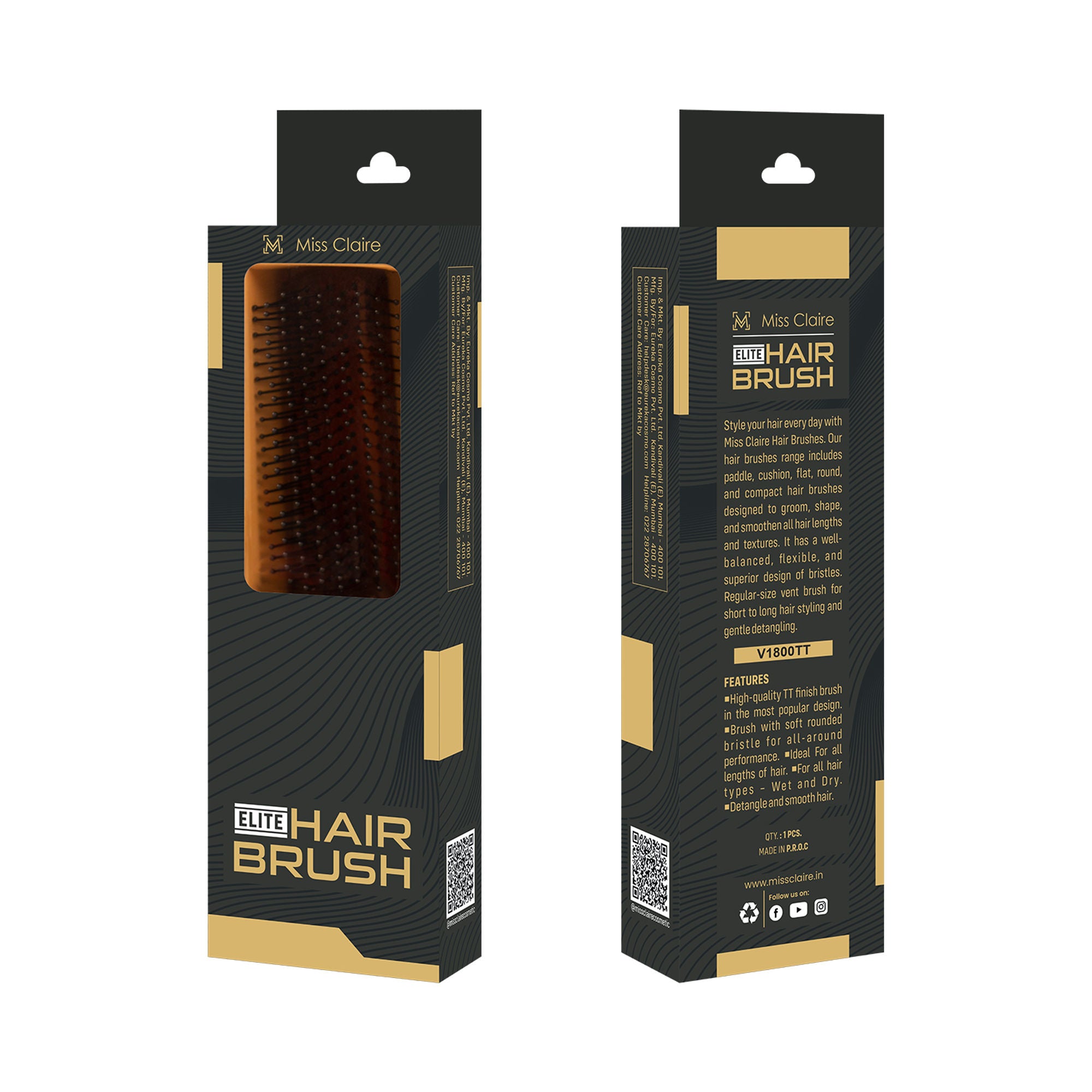 Miss Claire V1800Tt Flat Hair Brush - Distacart