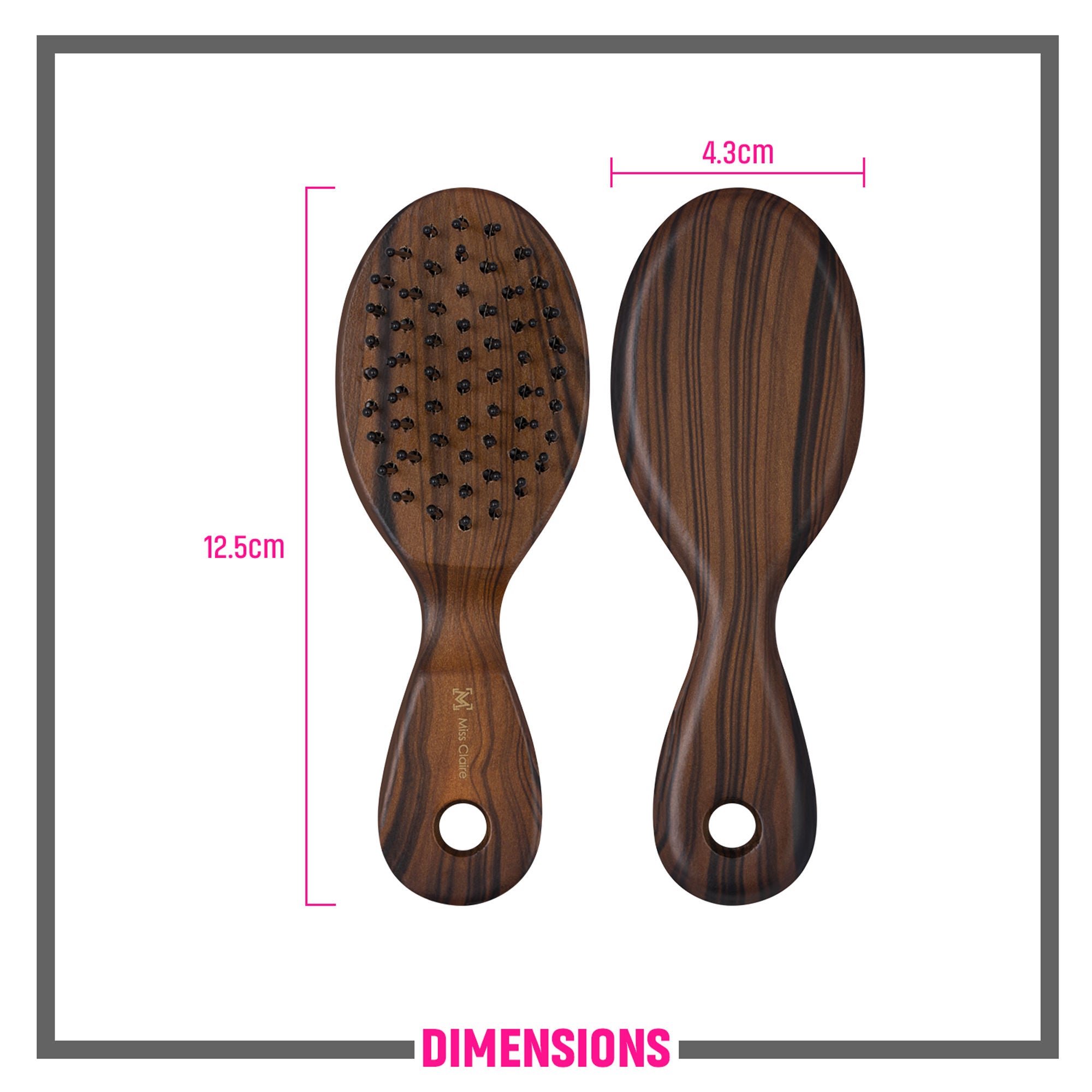 Miss Claire V18120F Flat Hair Brush - Small - Ebony - Distacart