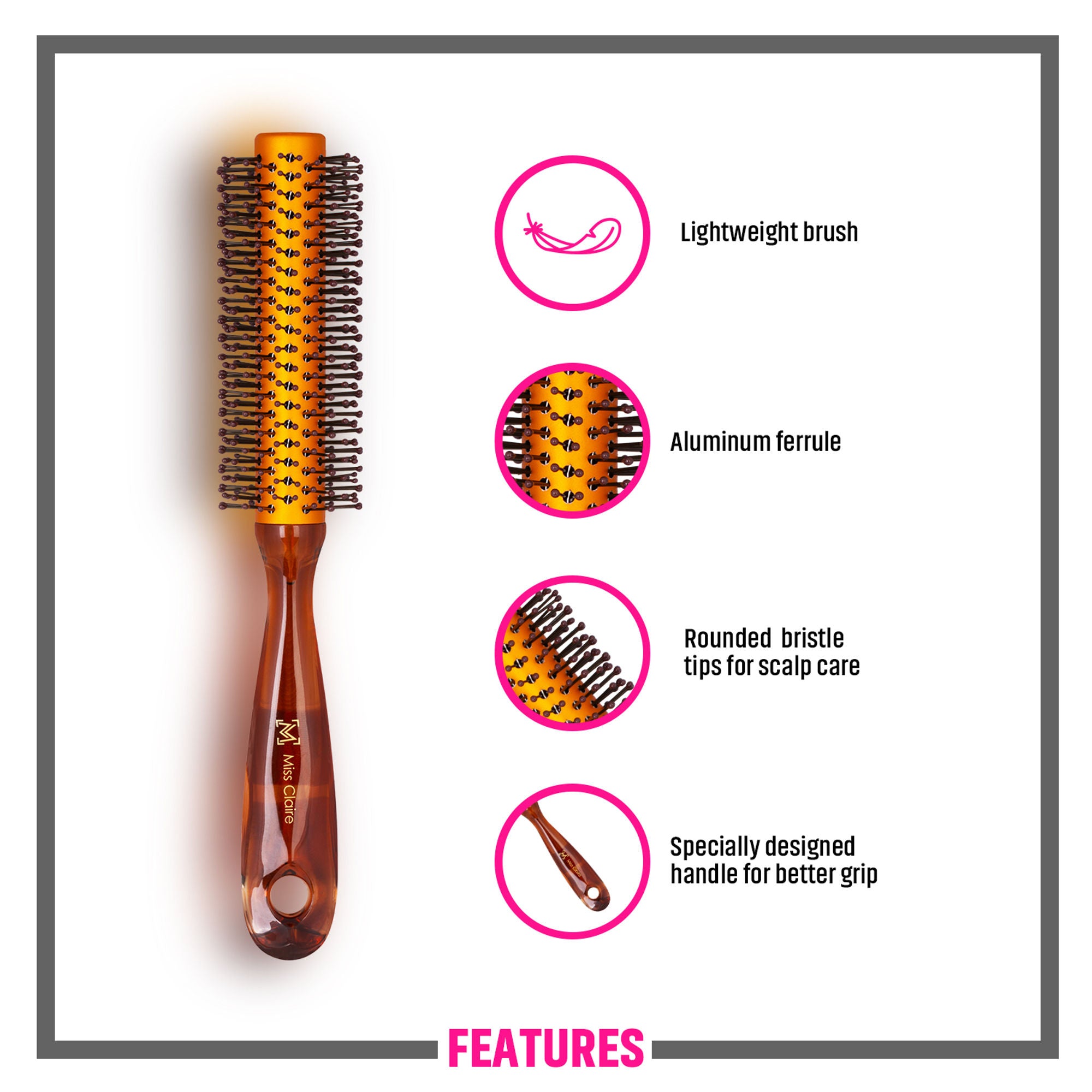 Miss Claire R67003Tta Round Hair Brush - Distacart