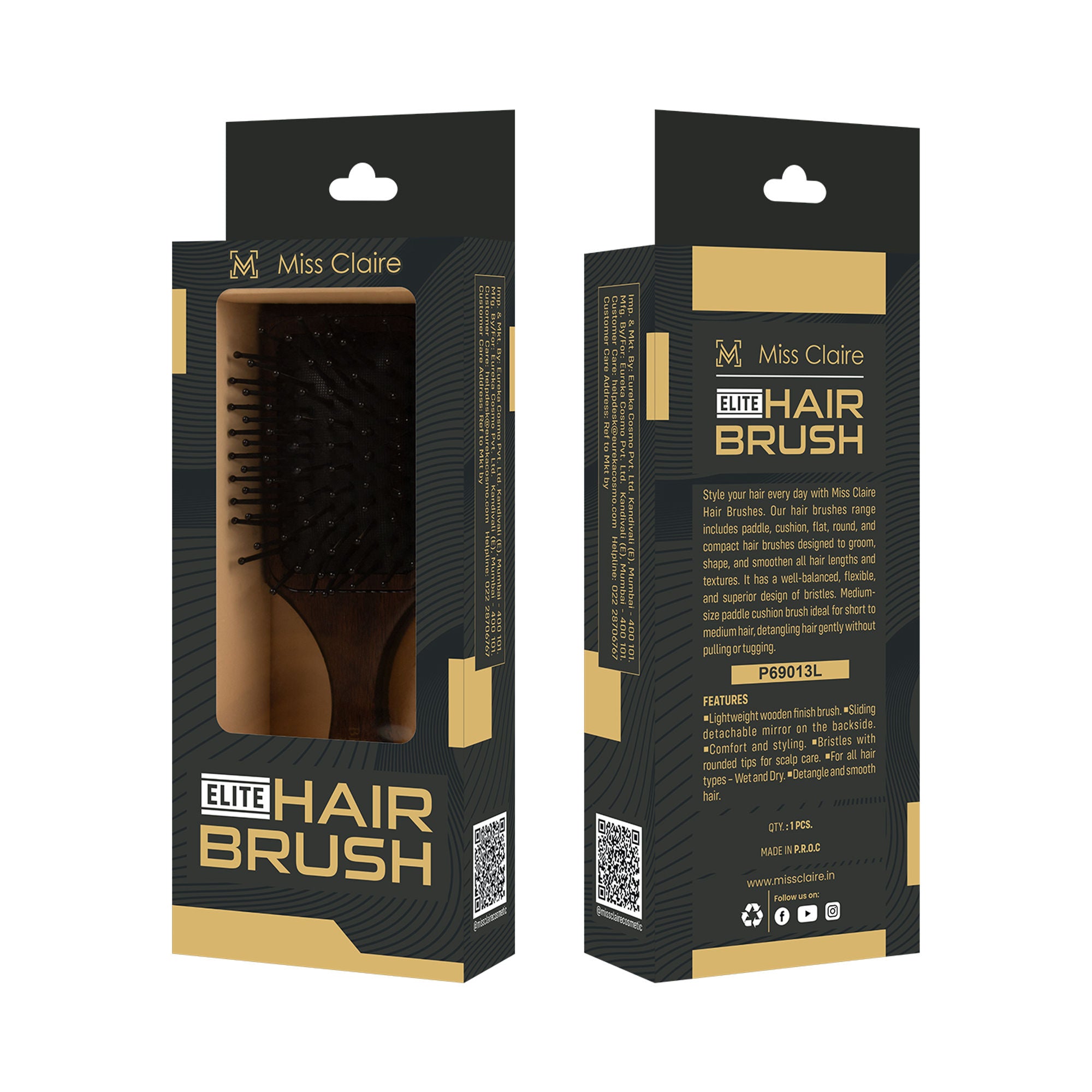 Miss Claire P69013L Paddle Hair Brush - Distacart