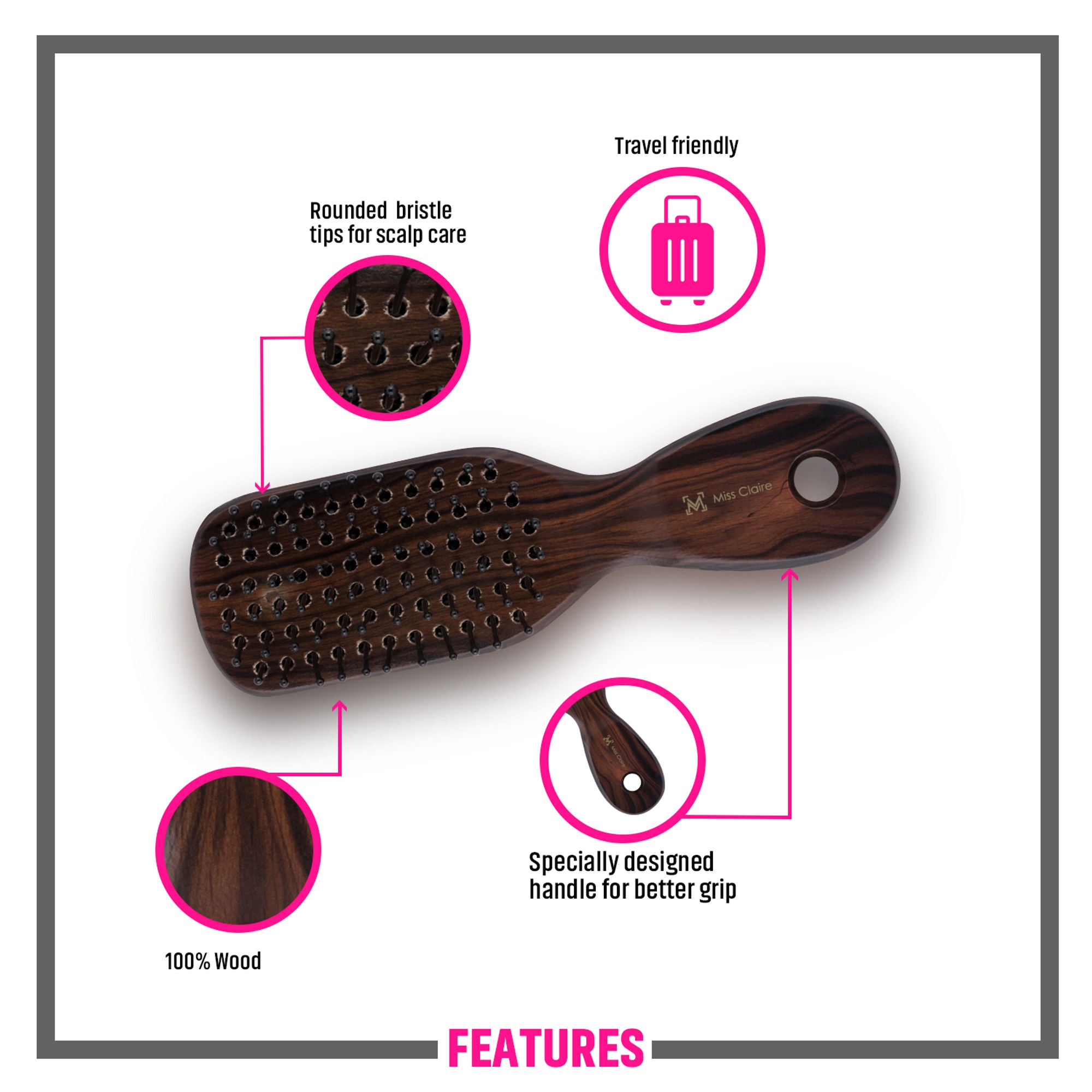 Miss Claire V18111F Flat Hair Brush - Small - Distacart