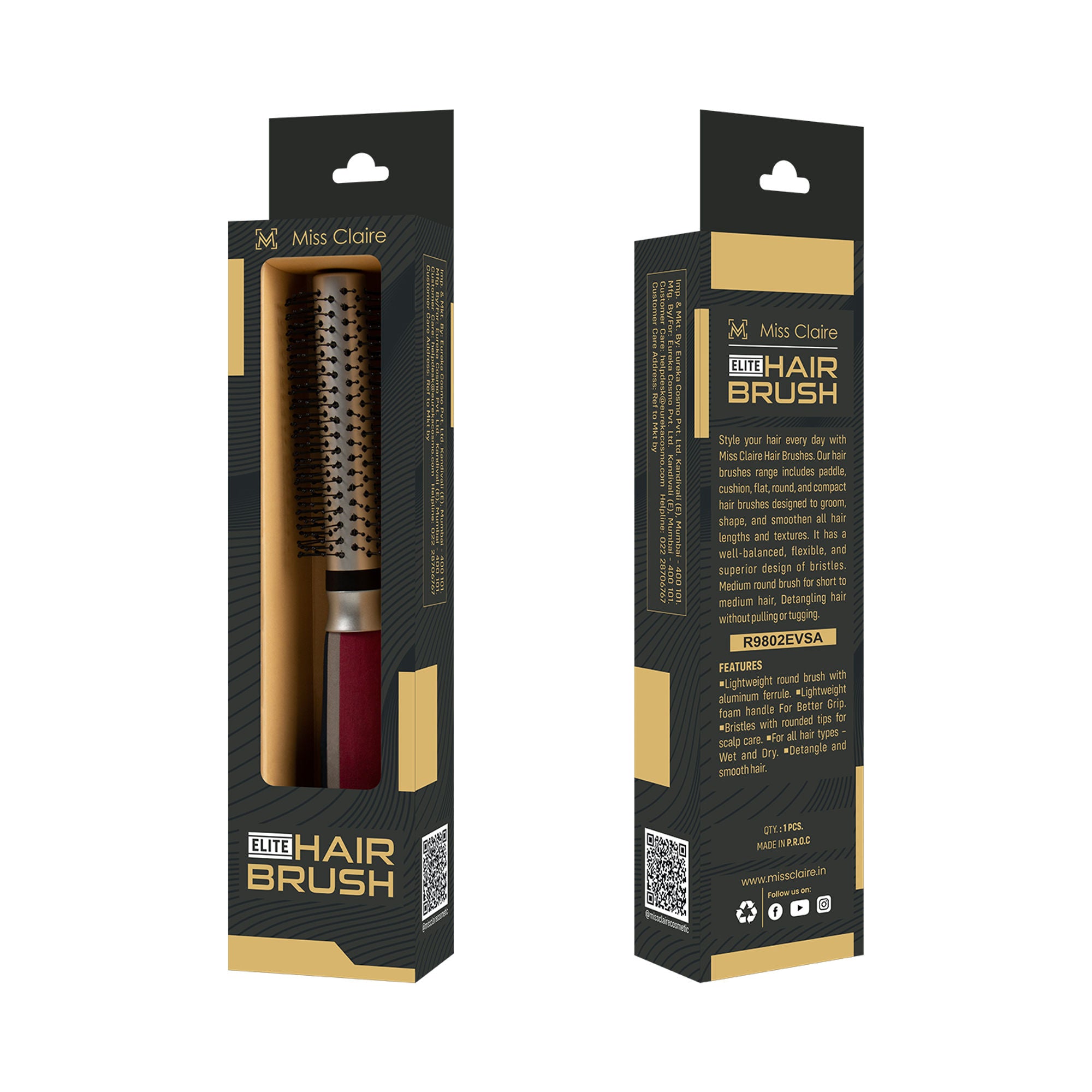 Miss Claire R9802Evsa Round Hair Brush - Distacart
