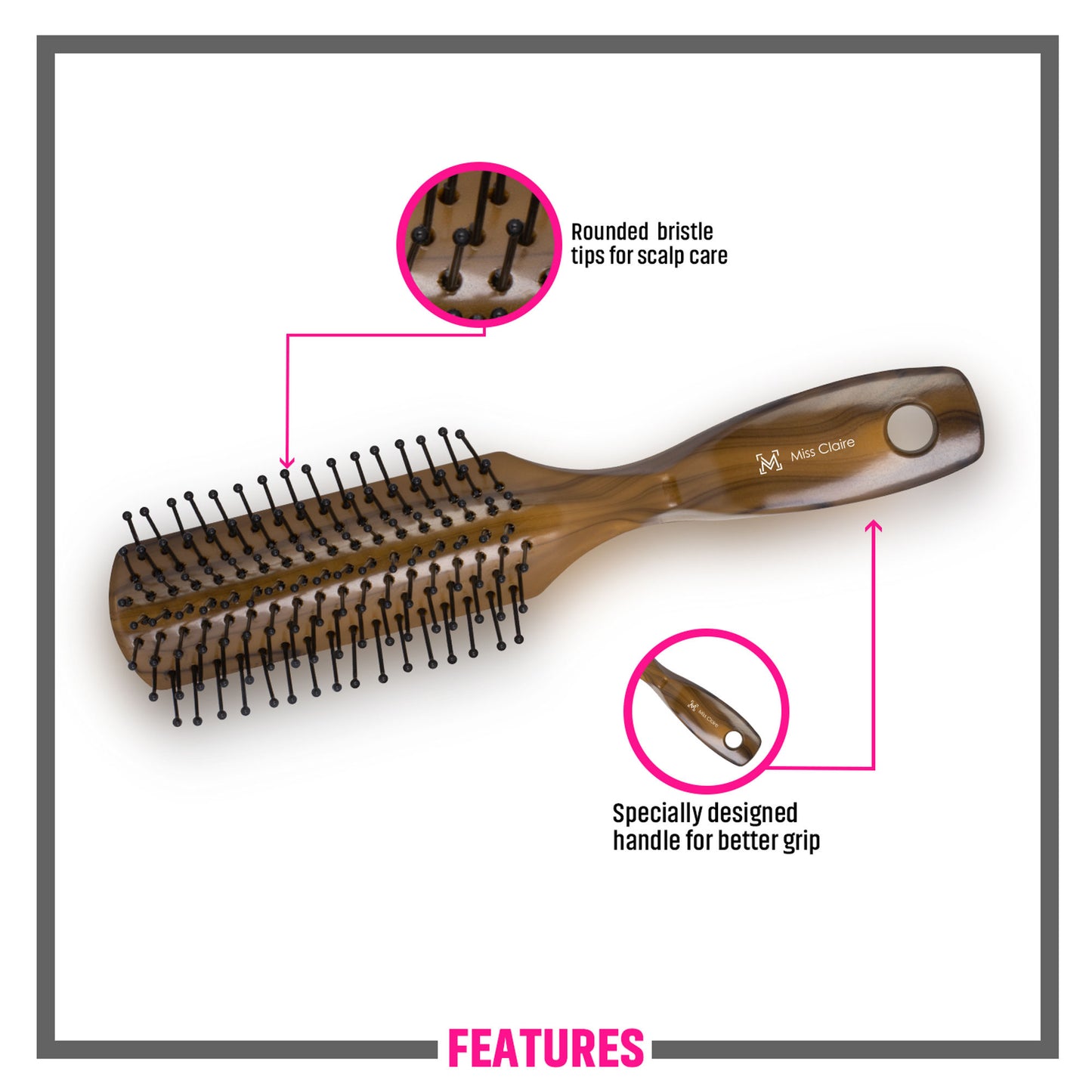 Miss Claire V1803F Flat Hair Brush - Fb17 - Distacart