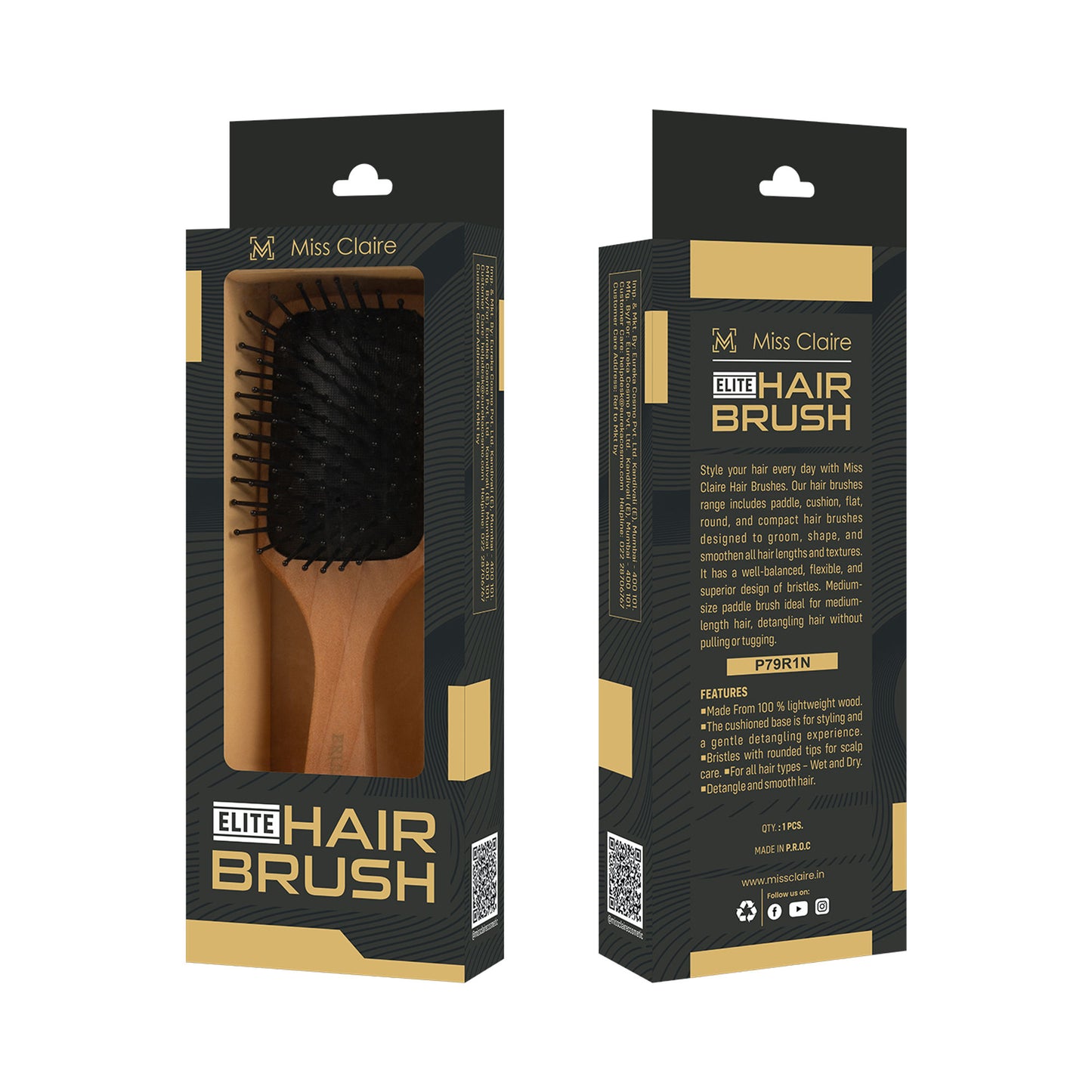 Miss Claire P79R1N Paddle Hair Brush - Distacart
