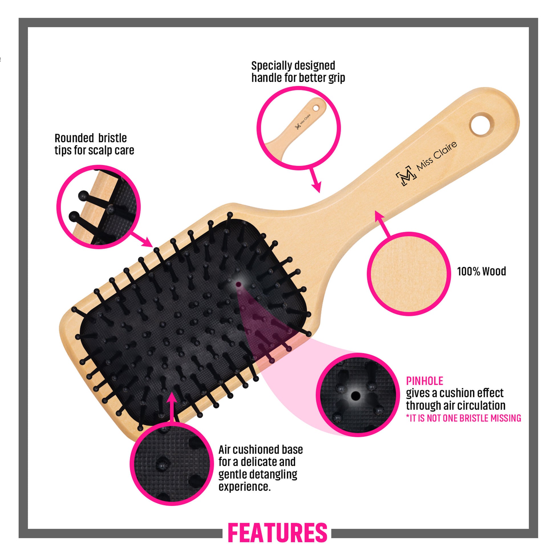 Miss Claire P79R1N Paddle Hair Brush - Distacart