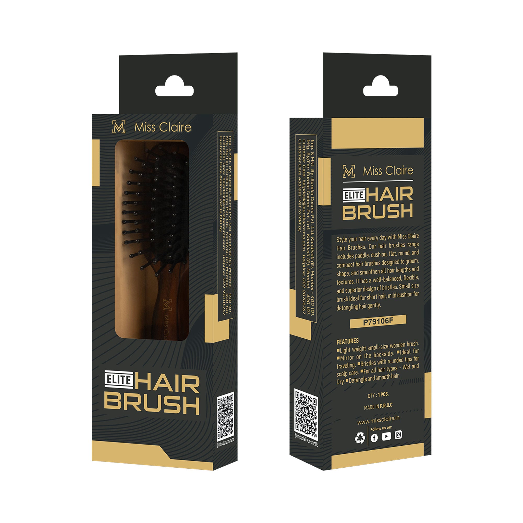 Miss Claire P79106F Paddle Hair Brush - Small - Distacart