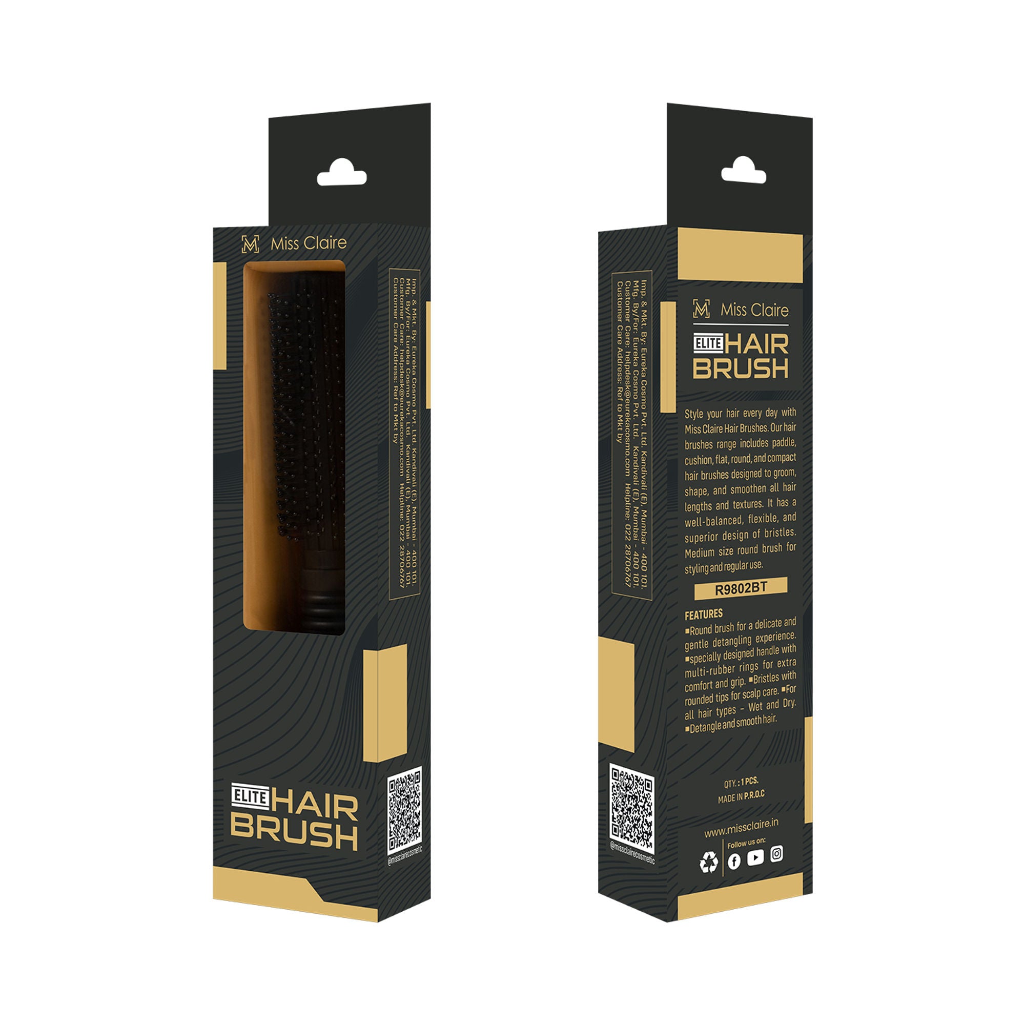 Miss Claire R9802Bt Round Hair Brush - Distacart