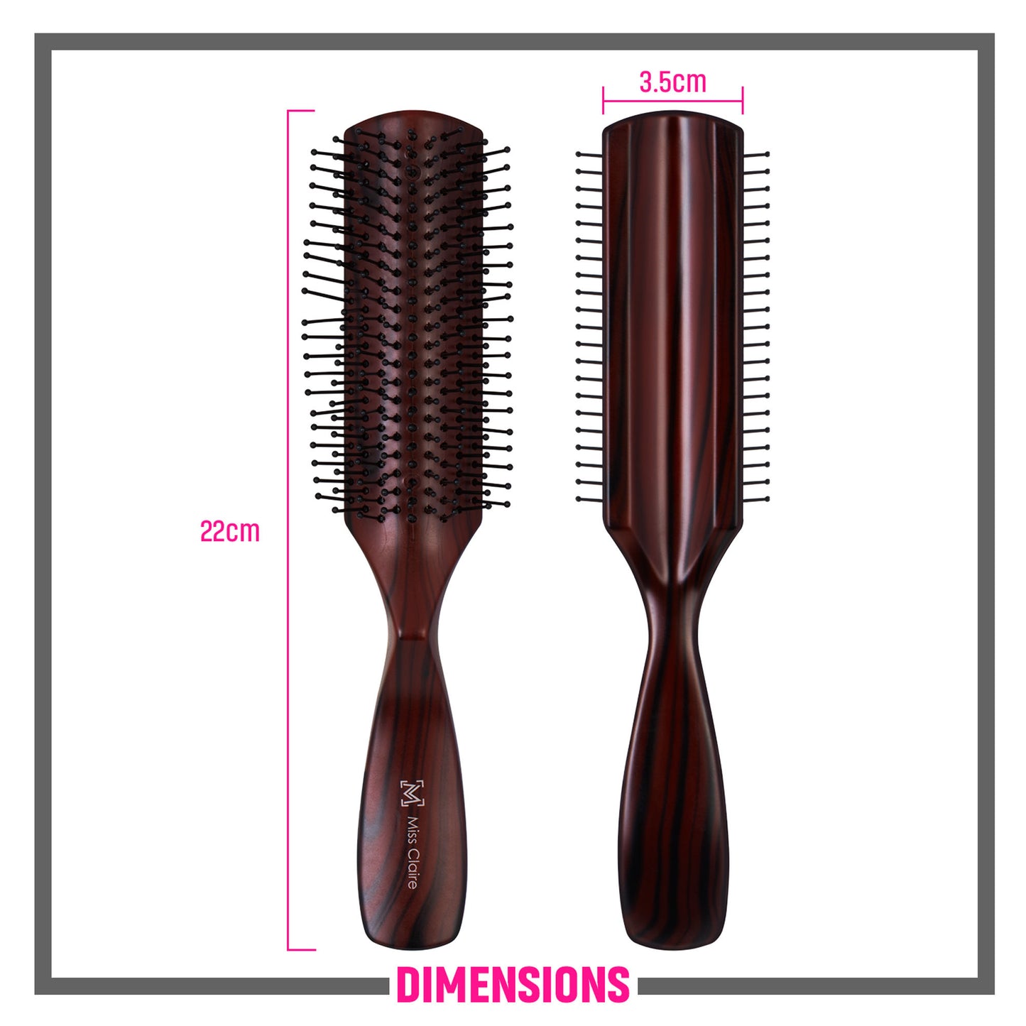 Miss Claire V1800F Flat Hair Brush - Rosewood - Distacart