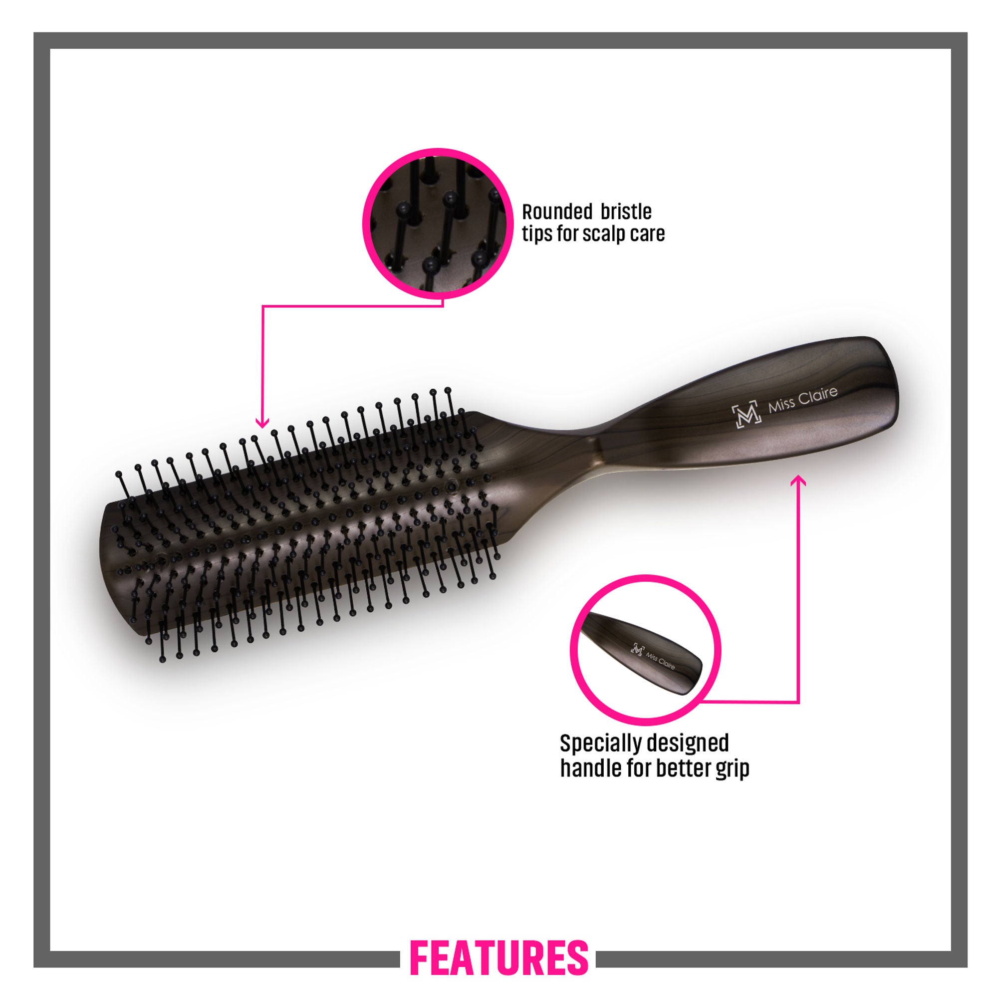 Miss Claire V1800F Flat Hair Brush - Fb18 - Distacart