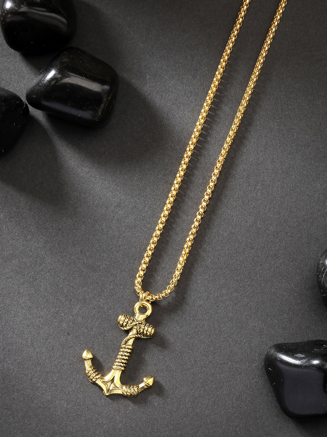 NVR Men's Gold-Plated Stainless Steel Pendant with Chain - Distacart