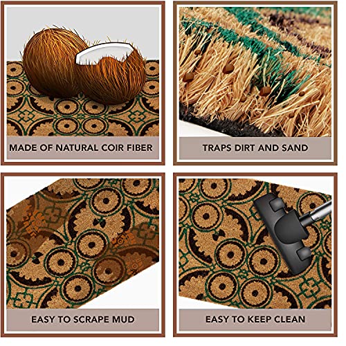 HOKIPO Large Printed Coir Rectangular Doormats For Entrance Main Door Mat - Dista