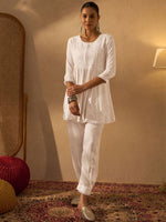 Thumbnail for Anouk Women Embroidered Empire Chikankari Kurti with Pants