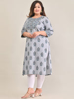 Thumbnail for Swasti Women Grey Floral Printed Floral Pure Cotton Kurta - Distacart
