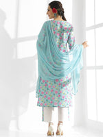 Thumbnail for Anouk Floral Printed Regular Kantha Work Pure Cotton Kurta With Trousers & Dupatta