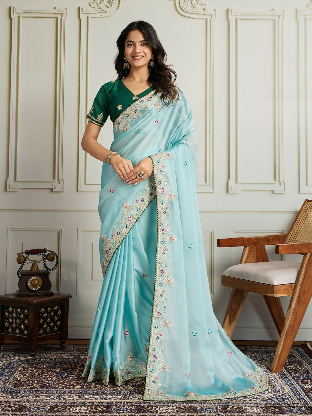 Ai Fashion Sky Rangoli Silk Embroidery Party Wear Saree