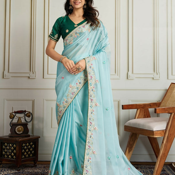 Ai Fashion Sky Rangoli Silk Embroidery Party Wear Saree - Distacart