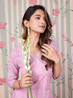 Thumbnail for Ode by House of Pataudi Floral Printed Regular Pure Cotton Kurta with Trousers - Distacart