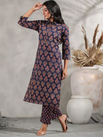 Thumbnail for Anubhutee Ethnic Motifs Printed Shirt Collar Pure Cotton Kurta with Trousers - Distacart