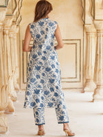 Thumbnail for Kalini Floral Printed Straight Pure Cotton Kurta With Trousers - Distacart