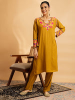 Thumbnail for HOUSE OF KARI Floral Yoke Design Chikankari Kurta With Palazzo - Distacart