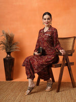 Thumbnail for Anouk Floral Embroidered Regular Thread Work Kurta with Trousers