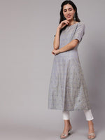 Thumbnail for Aks Ethnic Motif Woven Design Jacquard A-Line Kurta - Distacart