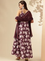 Thumbnail for Anouk Floral Printed Square Neck Sleeveless Pure Cotton Anarkali Kurta