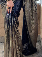 Thumbnail for Anouk Black Embellished Sequinned Pure Georgette Saree - Distacart