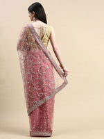 Thumbnail for kasee Floral Embroidered Sequinned Net Saree - Distacart