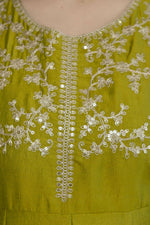 Thumbnail for The52 Light Green Women's Beautiful Vichitra Silk Fabric Embroidered Work Flared Anarkali Pant and Dupatta Set - Distacart