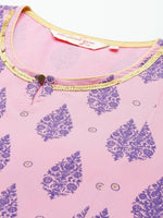 Thumbnail for All About You Women Pink Ethnic Motifs Printed Pure Cotton Kurta with Trousers & Dupatta - Distacart
