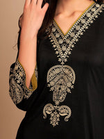 Thumbnail for Anouk Black Embroidered Regular Thread Work Straight Kurta with Trousers