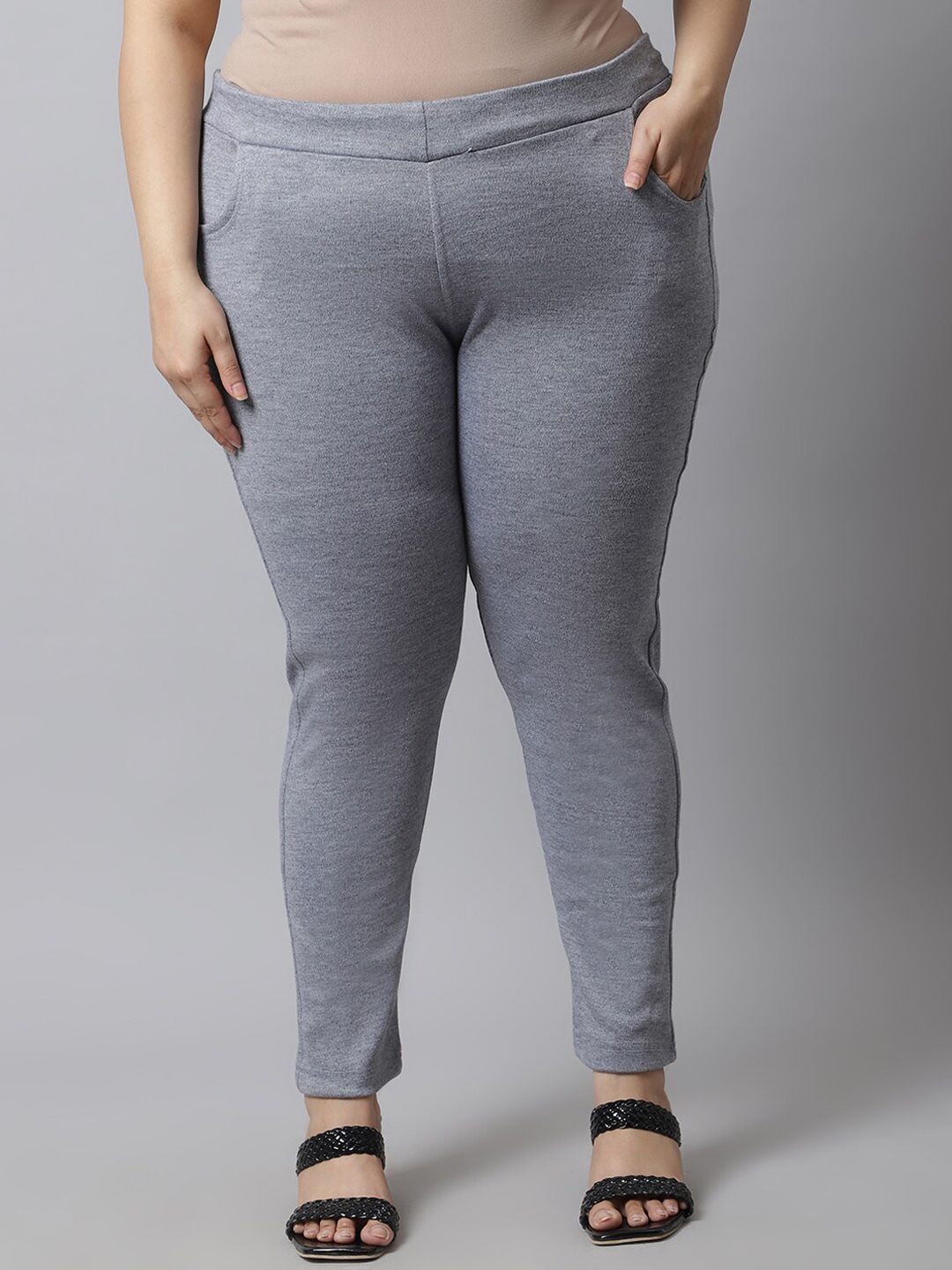 TAG 7 Women Grey Plus size Solid Ankle-Length Leggings - Distacart