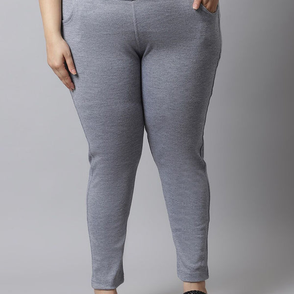TAG 7 Women Grey Plus size Solid Ankle-Length Leggings - Distacart
